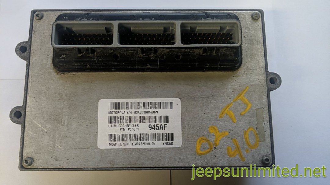  56041945AF 2002 Wrangler TJ ECM Engine Computer Module 4.0 6 Cyl Manual Transmission