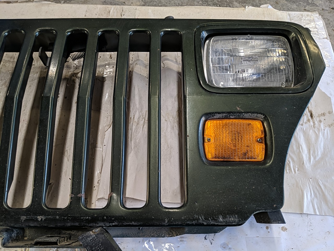 Wrangler YJ Grille Radiator Support Headlights Marker Lights Green 1987-1995 500780